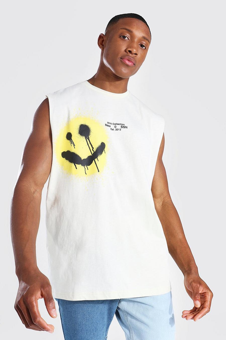 T-shirt sans manches oversize smiley - MAN, Sand image number 1