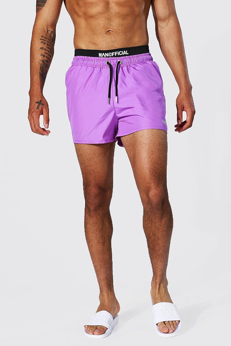 Lilac MAN Korta badshorts med midjeband image number 1