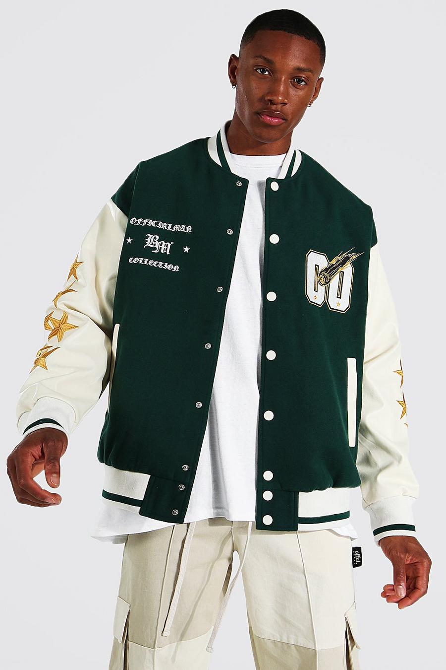 Oversized Exclusive Varsity Bomber | boohoo USA Oversized Exclusive Varsity Bomber | boohoo USA
