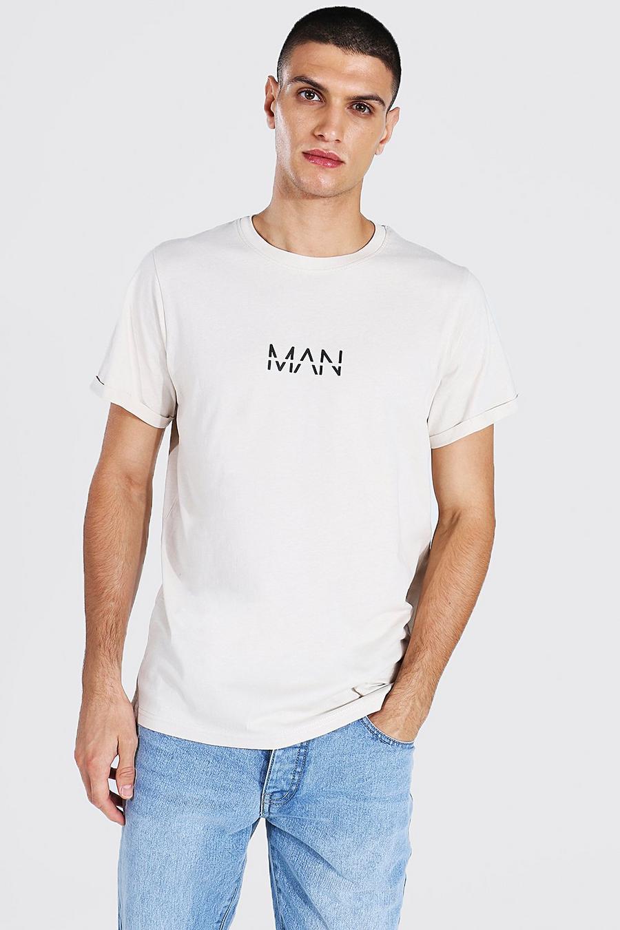 Original Man T-Shirt mit gerollten Ärmeln, Pumice stone image number 1
