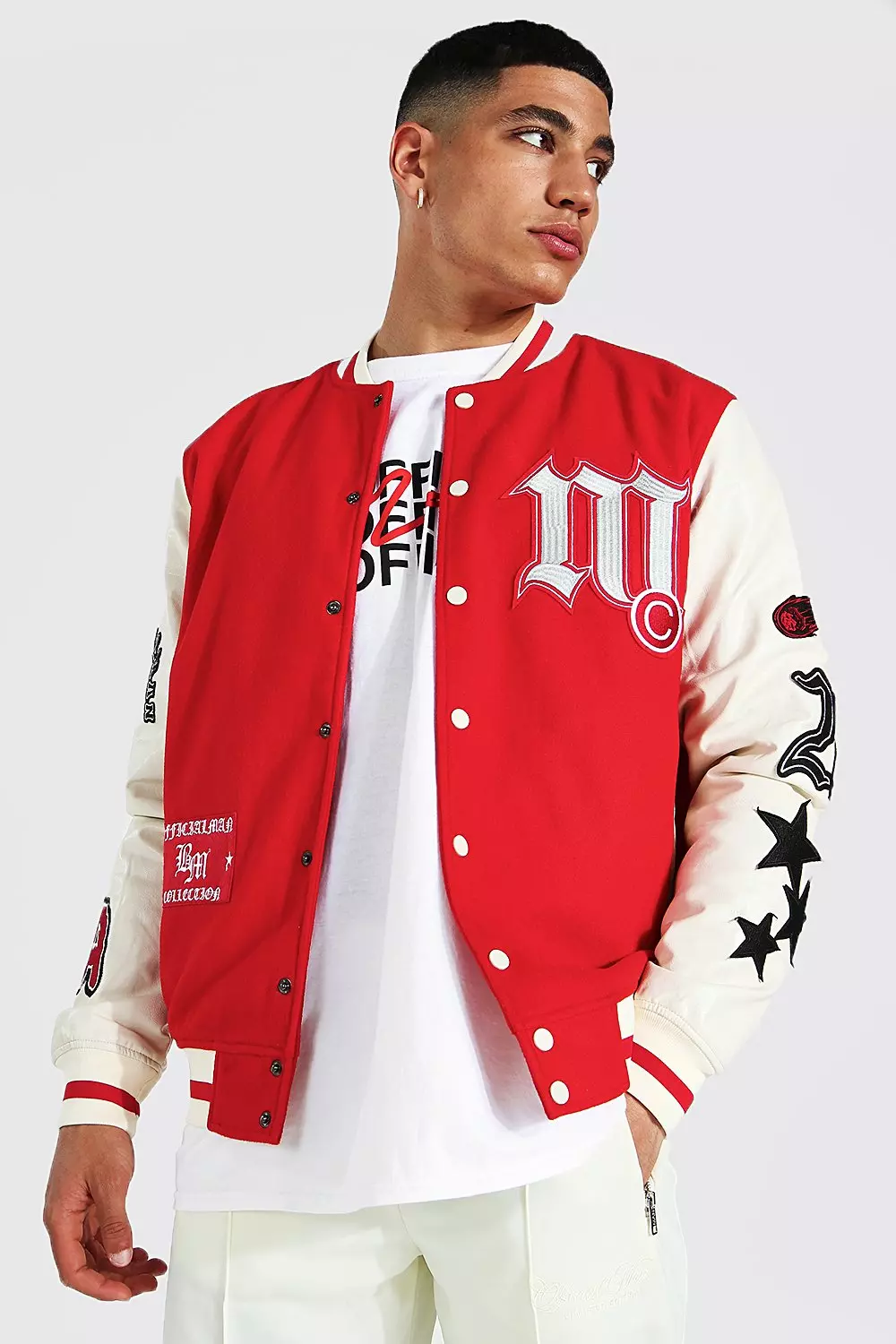 Bomber jacket red and white hotsell