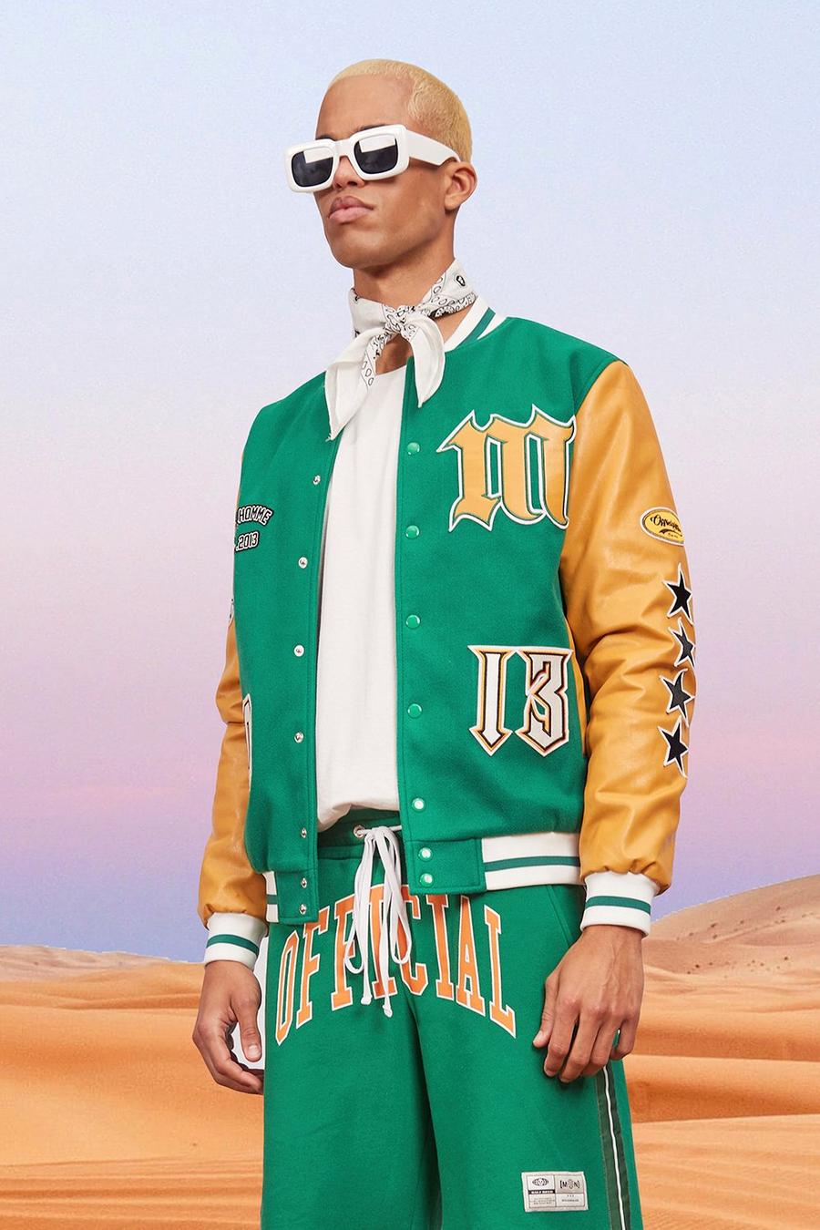 Bomber style universitaire Palm Springs, Vert image number 1
