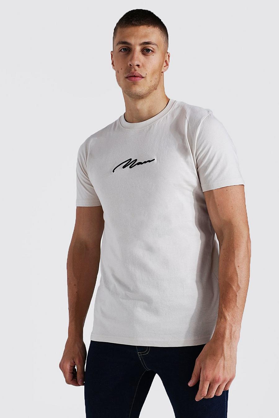 Pumice stone Man Signature Embroidered T-shirt image number 1