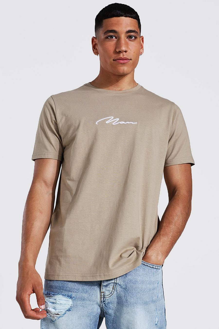 Besticktes Man Signature T-Shirt, Sage silver image number 1