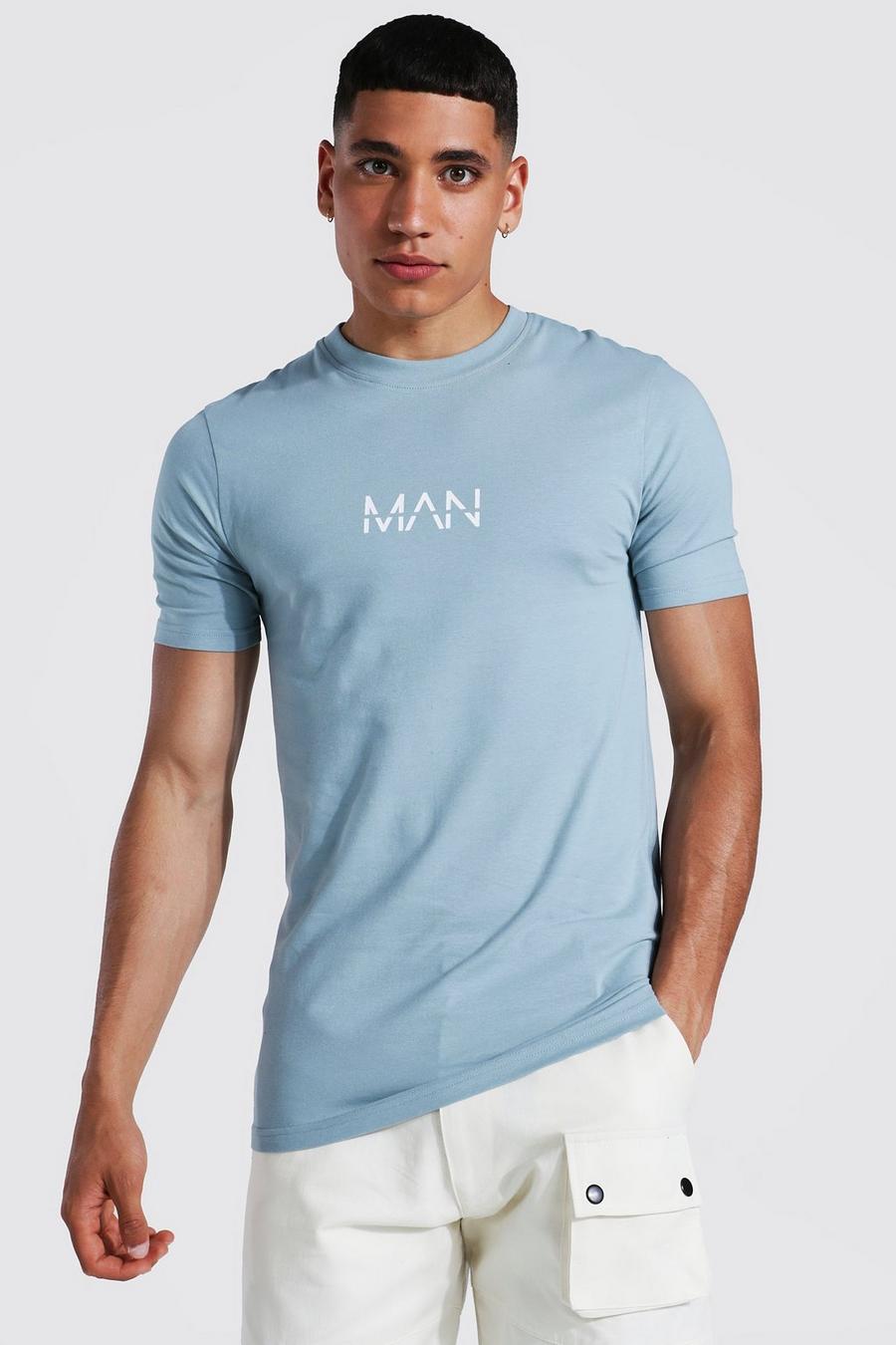 Dusty blue bleu Original Man Muscle Fit T-Shirt image number 1