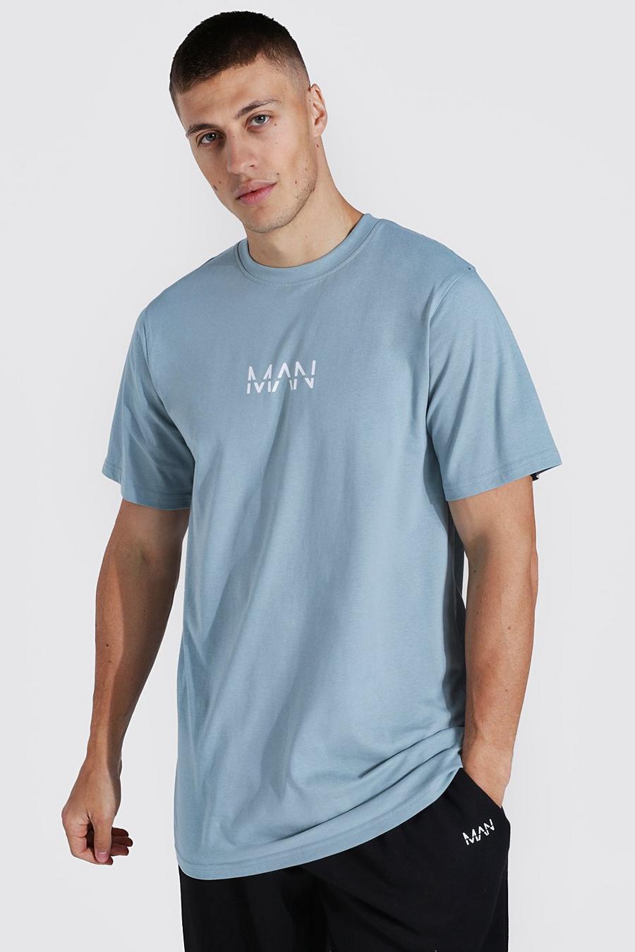 Dusty blue bleu Original Man Long Line T-Shirt image number 1