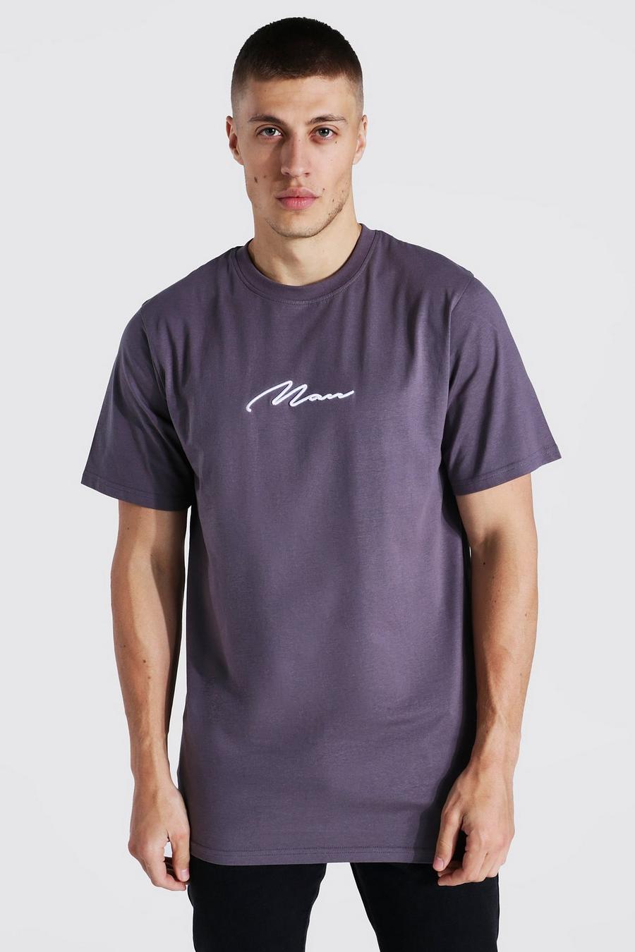 Charcoal Man Signature Longline T-shirt image number 1