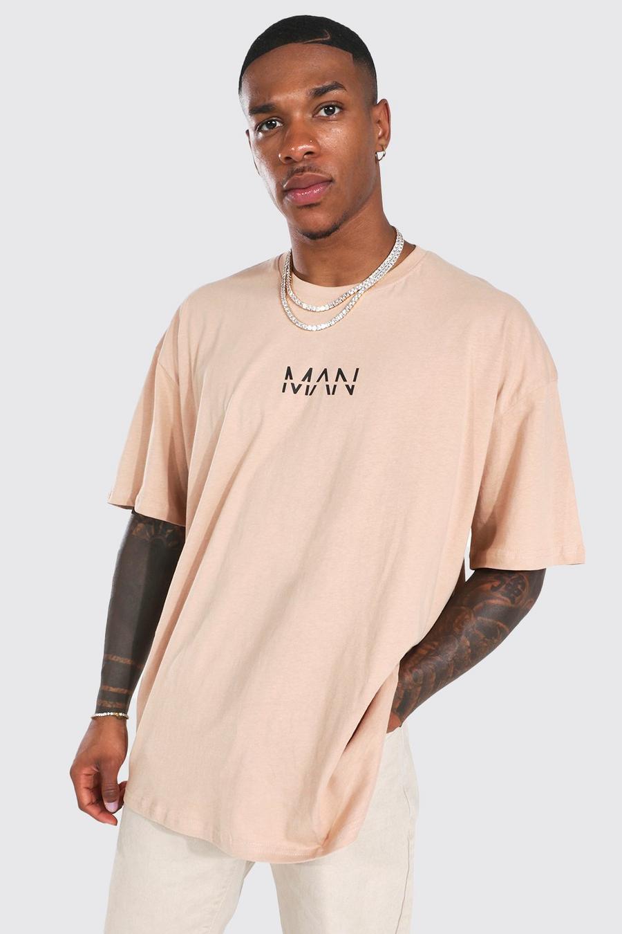 Taupe Oversized Original Man T-Shirt image number 1