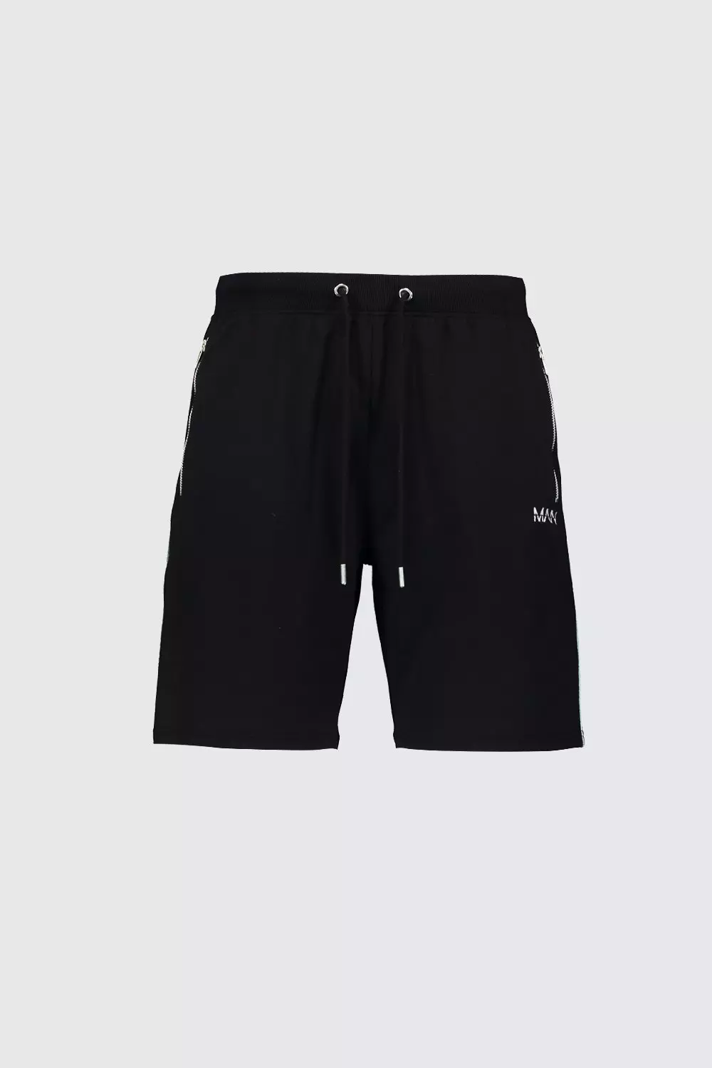 Black Man Mid Length Shorts With Piping Details alternative image