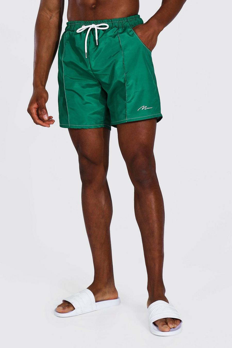 Forest Man Signature Pin Tuck Mid Length Swim Short image number 1