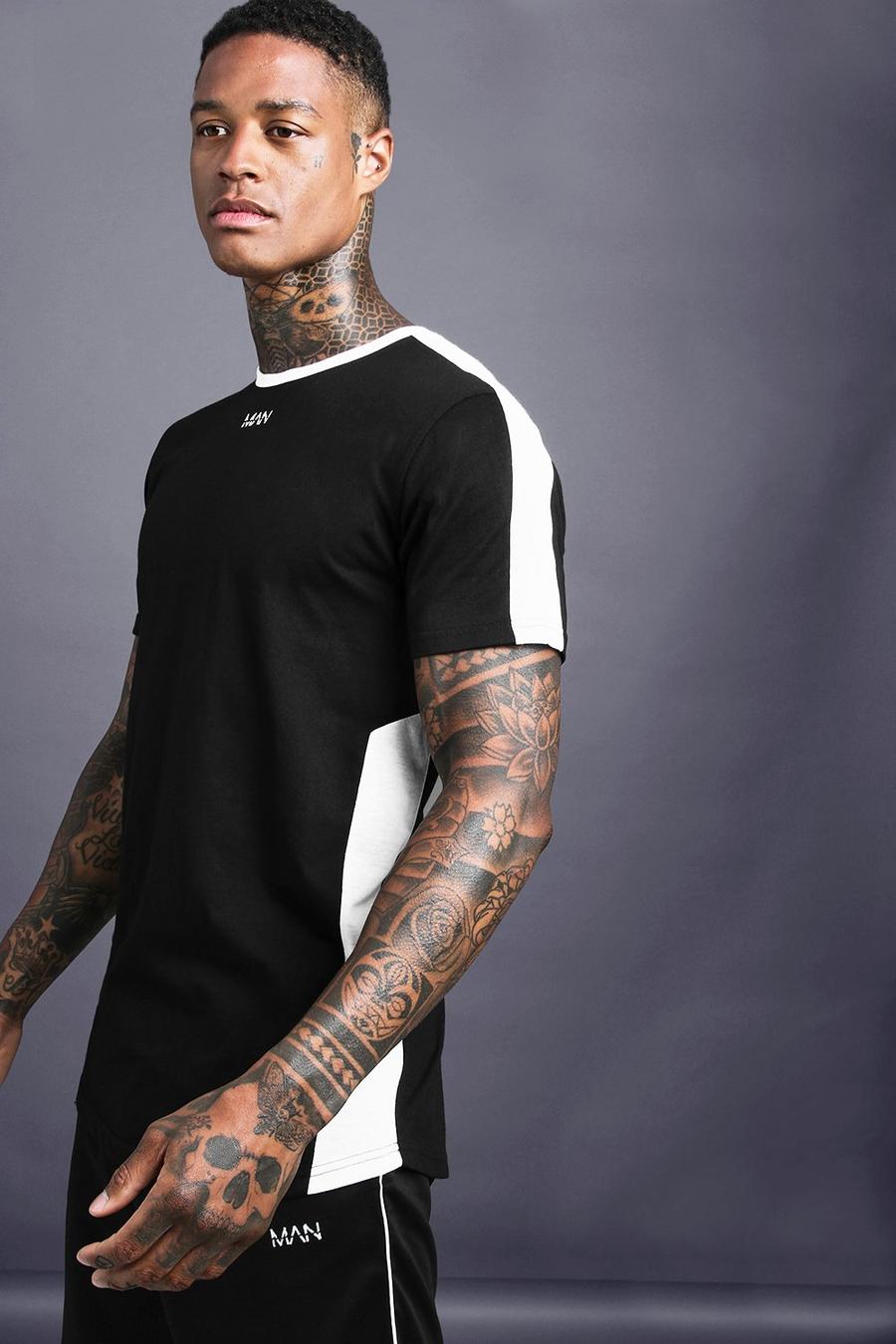 MAN Longline T-Shirt With Contrast Panels image number 1