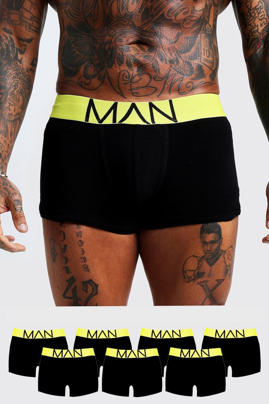 Neon-yellow 7 Pack Neon Waistband Boxers image number 1