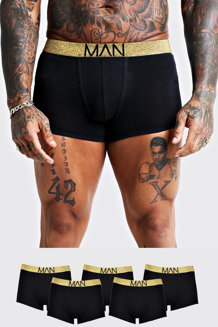Gold Boxers Met Gouden Taille Band (5 Stuks) image number 1