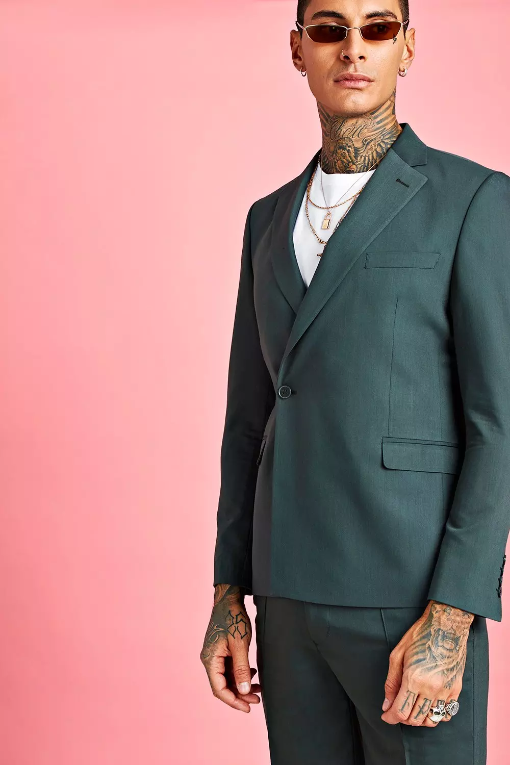 Green Minimal One Button Double Breasted Jacket alternative image