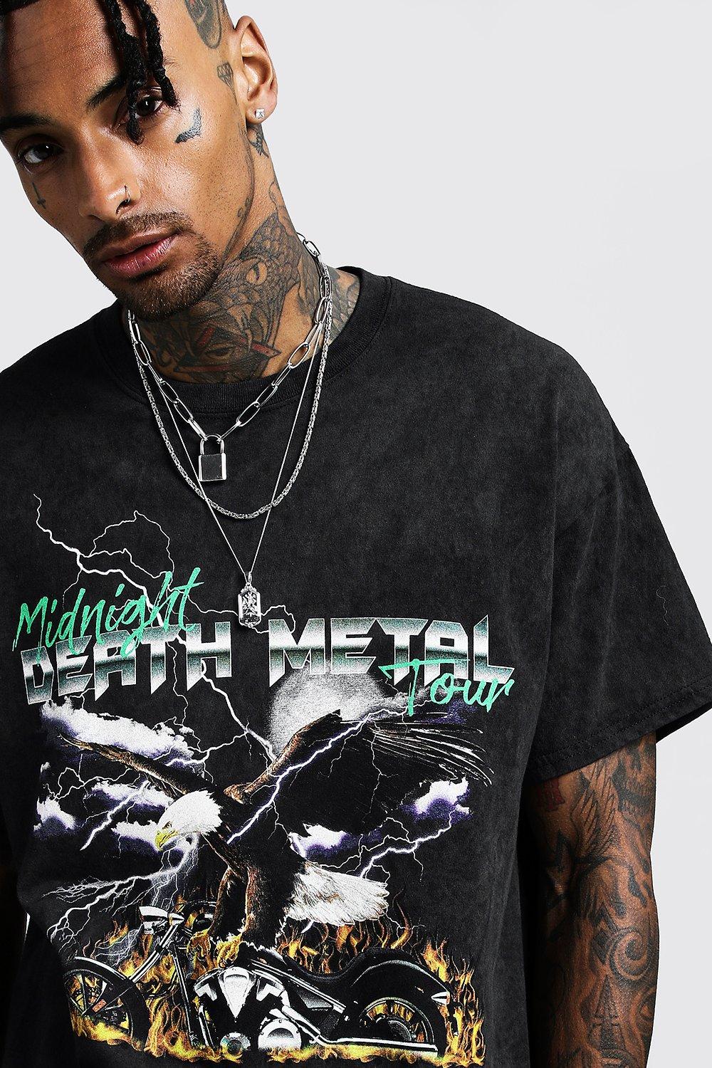 Loose Fit Washed Band T-Shirt | boohoo