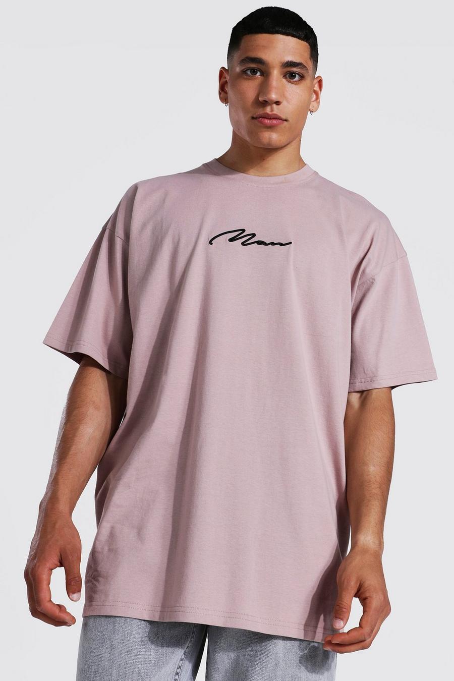 Besticktes Oversize Man Signature T-Shirt, Bark image number 1