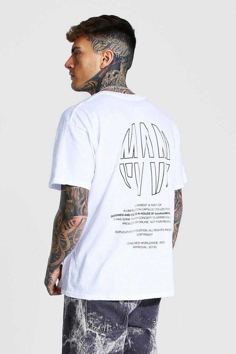Camiseta ancha con estampado de logo MAN, Blanco image number 1
