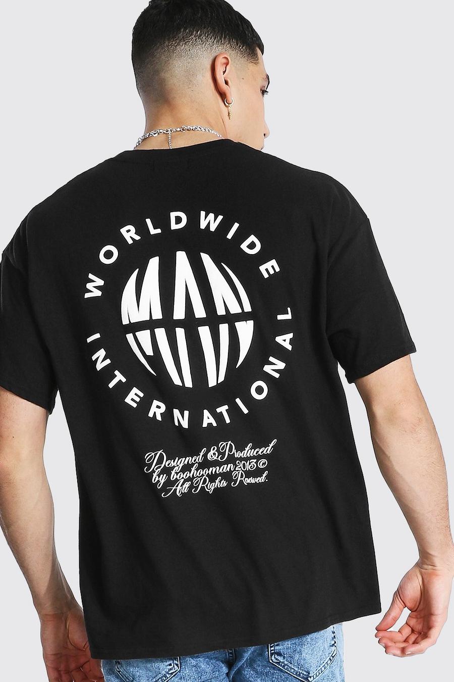 Black MAN Worldwide Oversize t-shirt med tryck image number 1