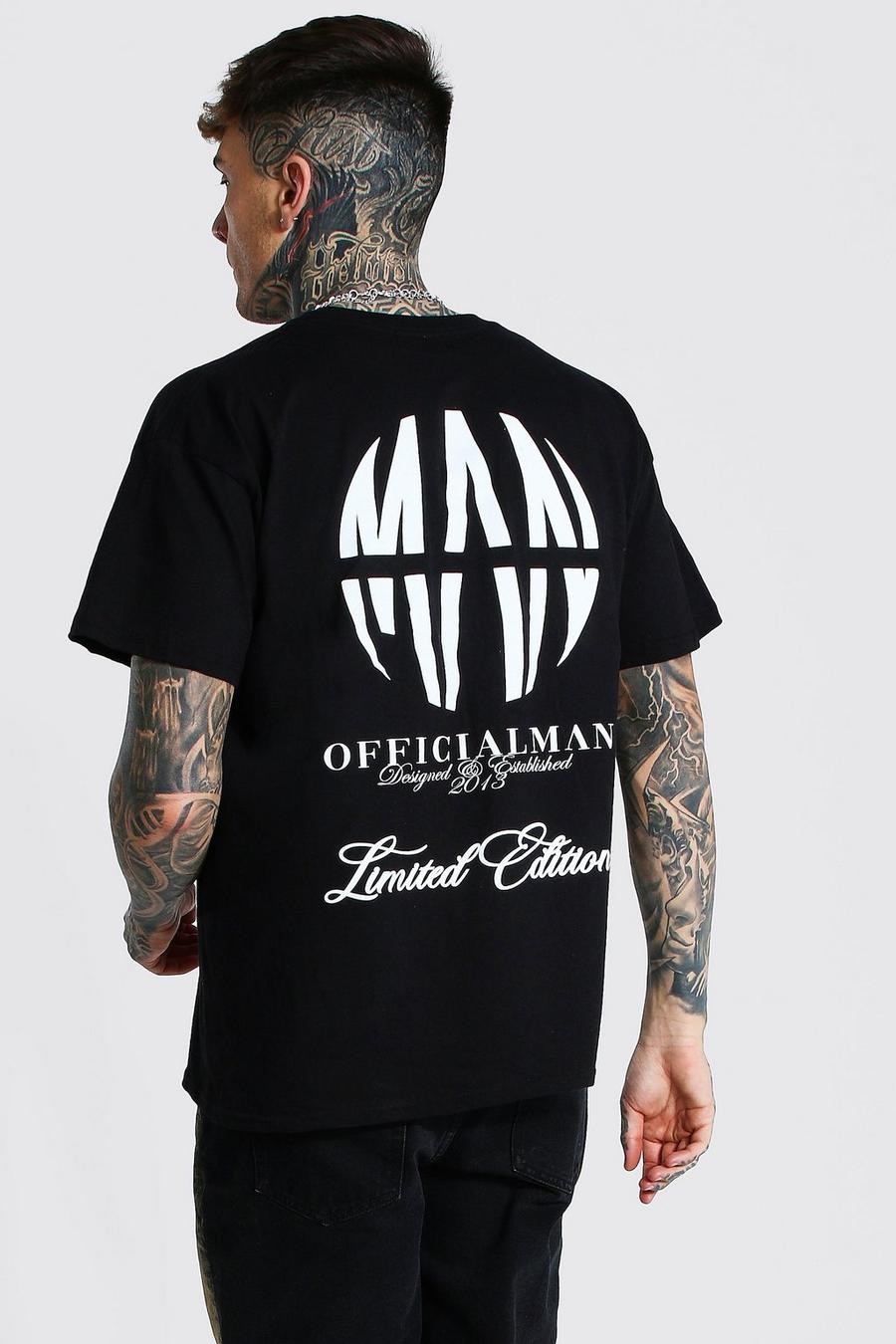 T-shirt oversize con stampa di logo Official MAN, Nero image number 1