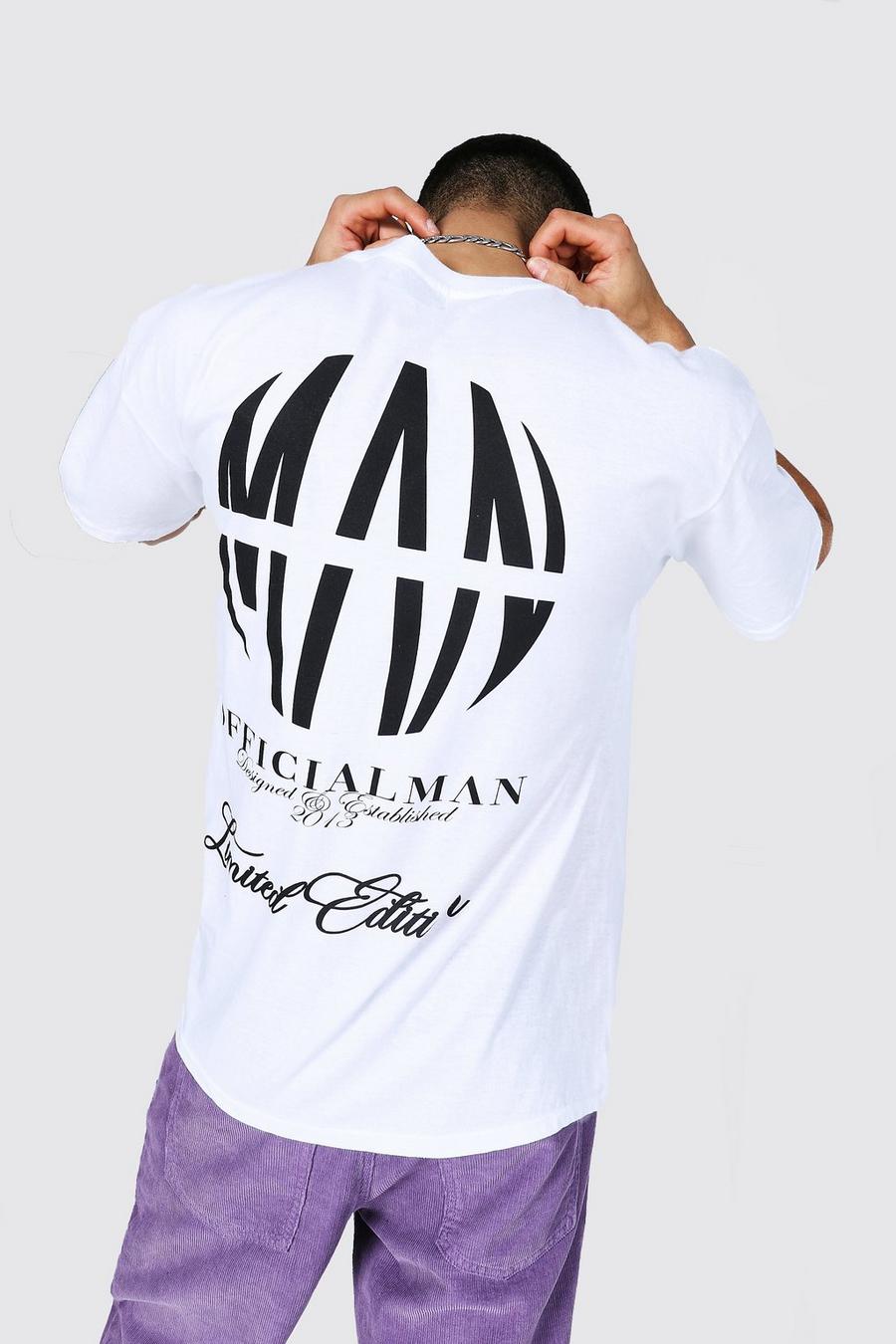 White Oversized Official Man Logo Graphic T-Shirt image number 1