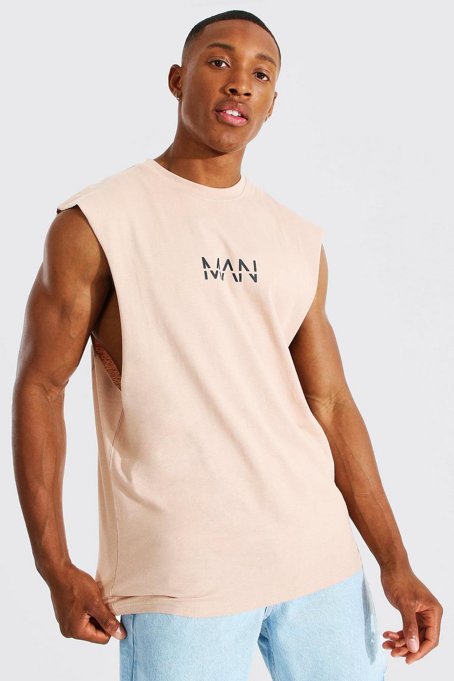 Camiseta sin mangas MAN Original con sisa ancha, Taupe image number 1