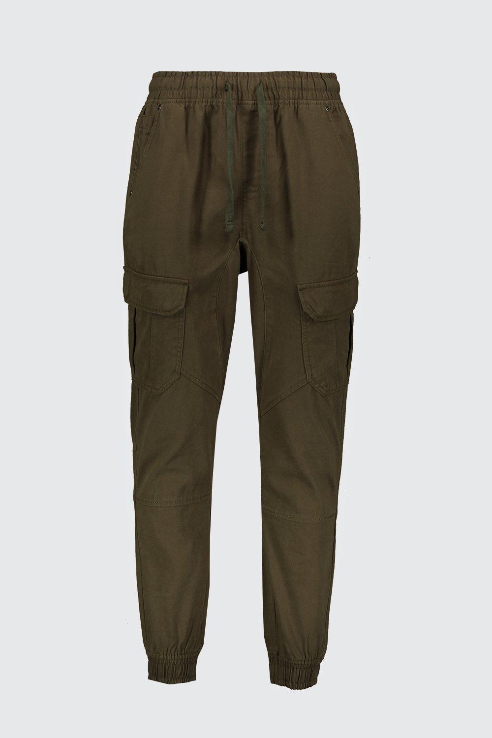 Cuffed Cargo Pants With Drawstring Waist | boohoo USA