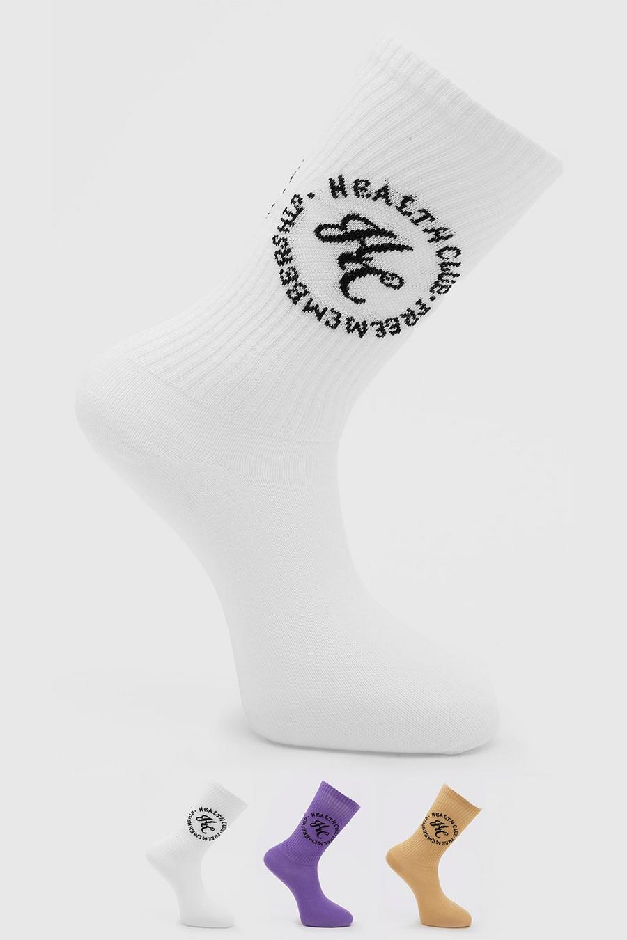 3er-Pack Socken mit „Health Club“-Print, Mehrfarbig image number 1