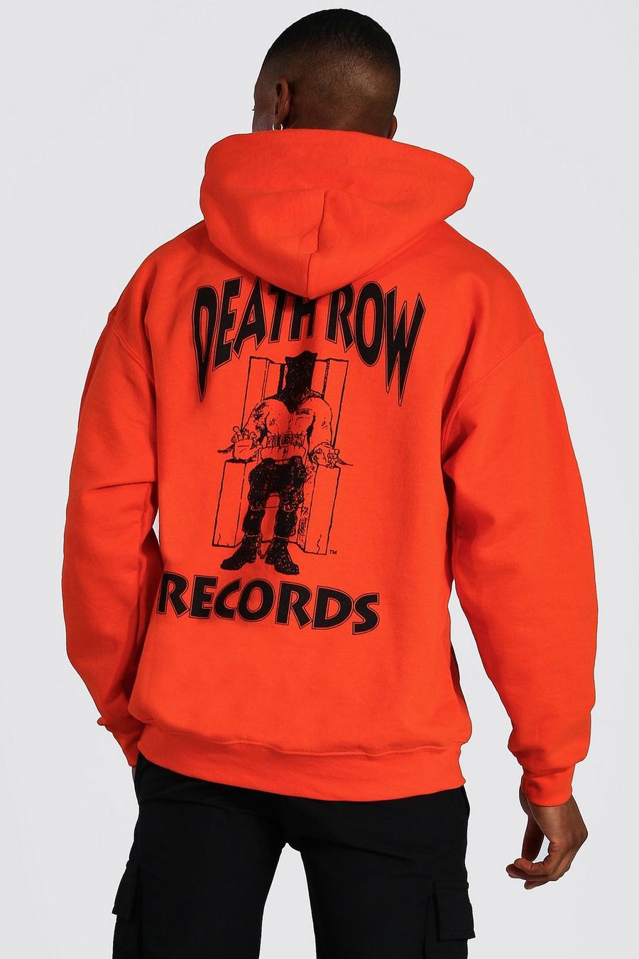 Orange Death Row Oversize hoodie med tryck fram och bak image number 1