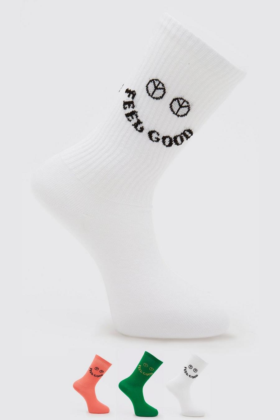 3er-Pack Socken mit „Feel Good“-Print, Mehrfarbig image number 1