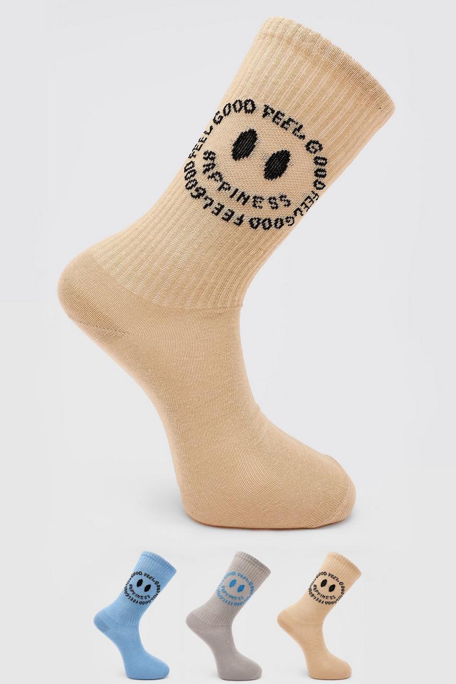 3er-Pack Socken mit Feel Good Face-Print, Mehrfarbig image number 1