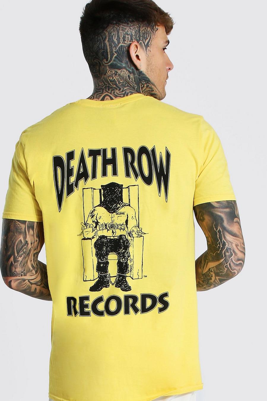 T-Shirt in Übergröße mit Death Row-Print auf Vorder- und Rückseite, Gelb image number 1