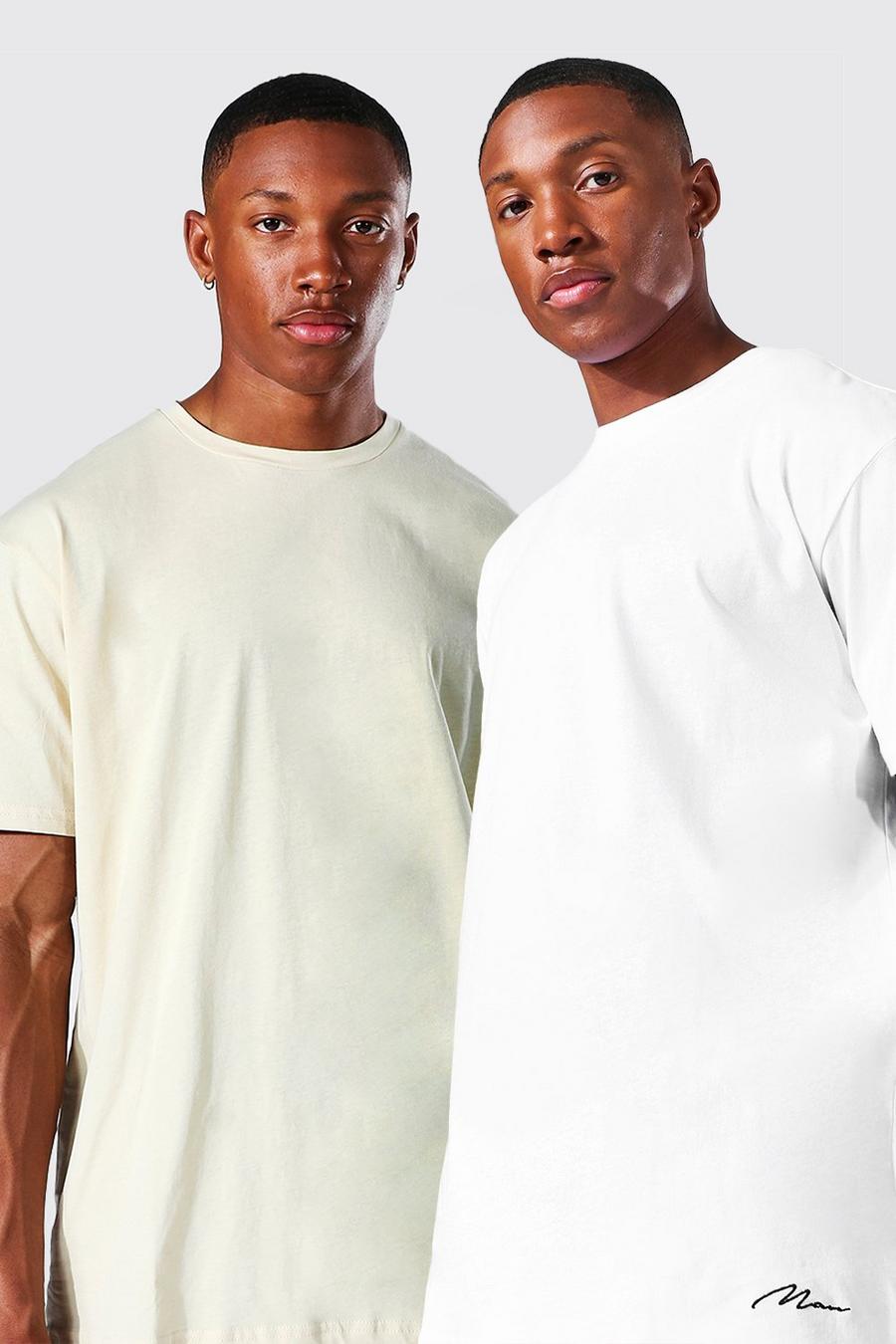 Lounge-T-Shirts mit Man-Schriftzug, 2er-Pack, Mehrfarbig image number 1