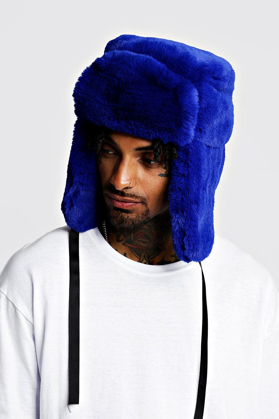 Cobalt blue Faux Fur Trapper Hat image number 1