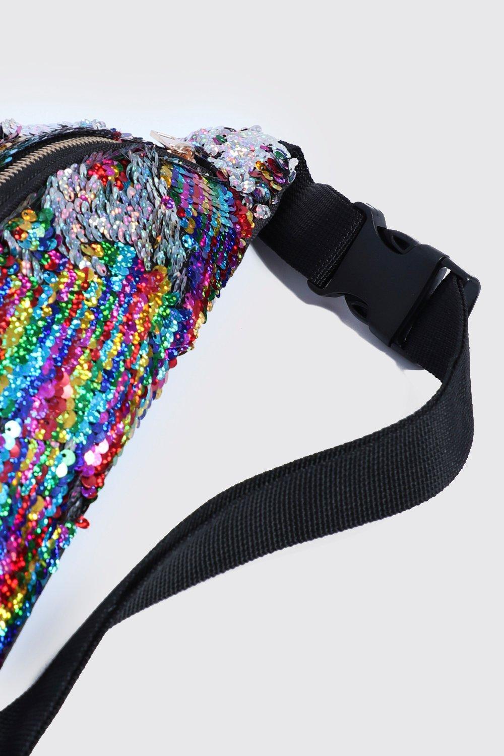 Men s Rainbow Sequin Bumbag Boohoo UK