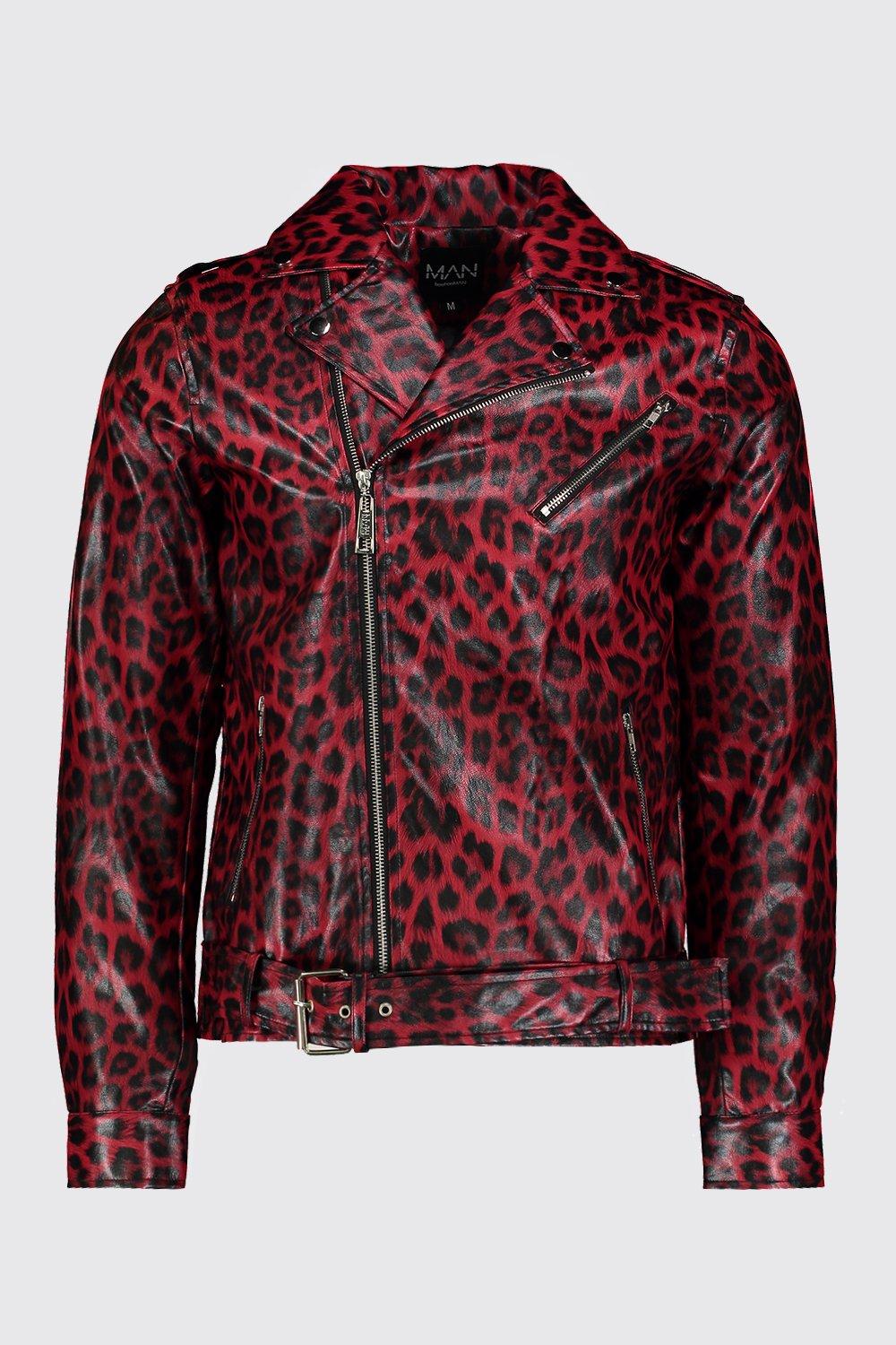 Red Leopard Moto Jacket, Red Leopard Biker Jacket, Cheetah Jacket