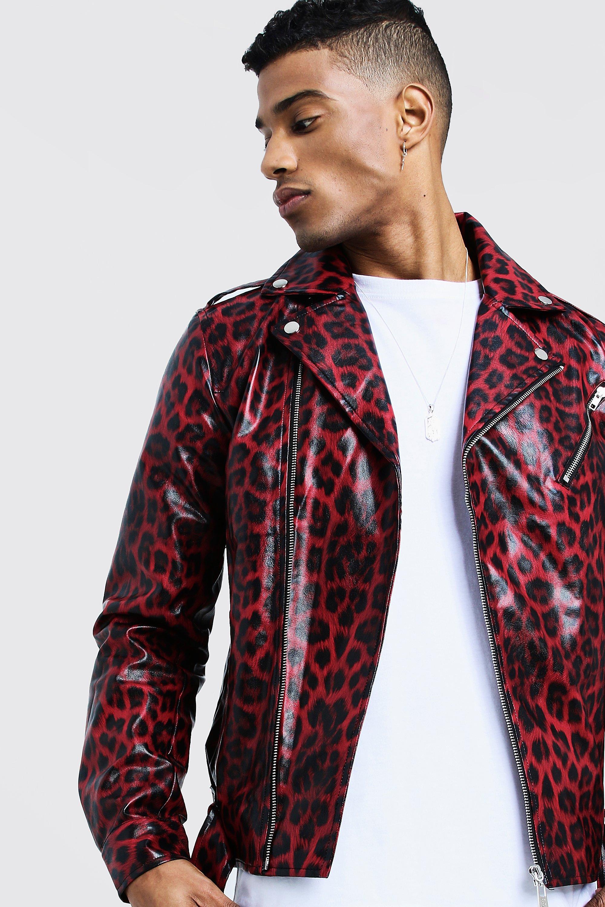 Animal print outlet leather jacket