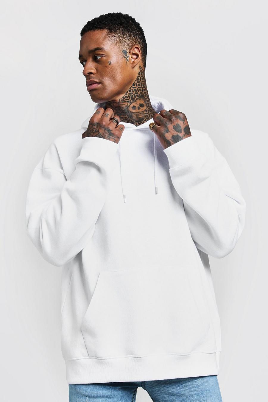 White Oversized Fleece Hoodie image number 1