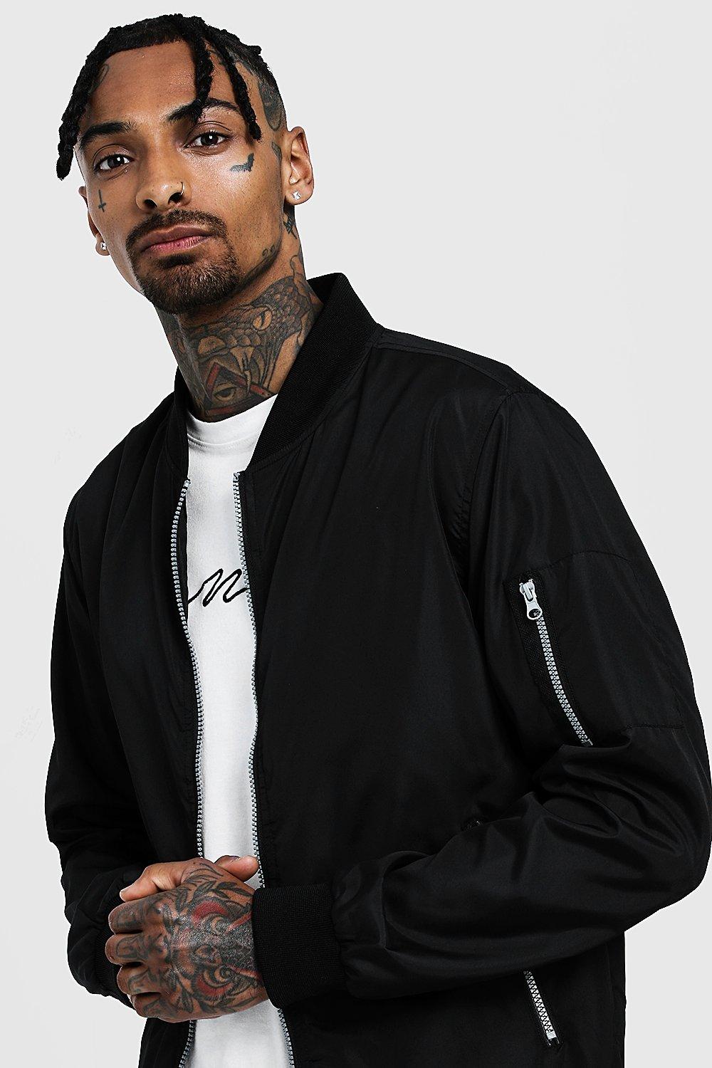 Black jacket shop with zip pockets