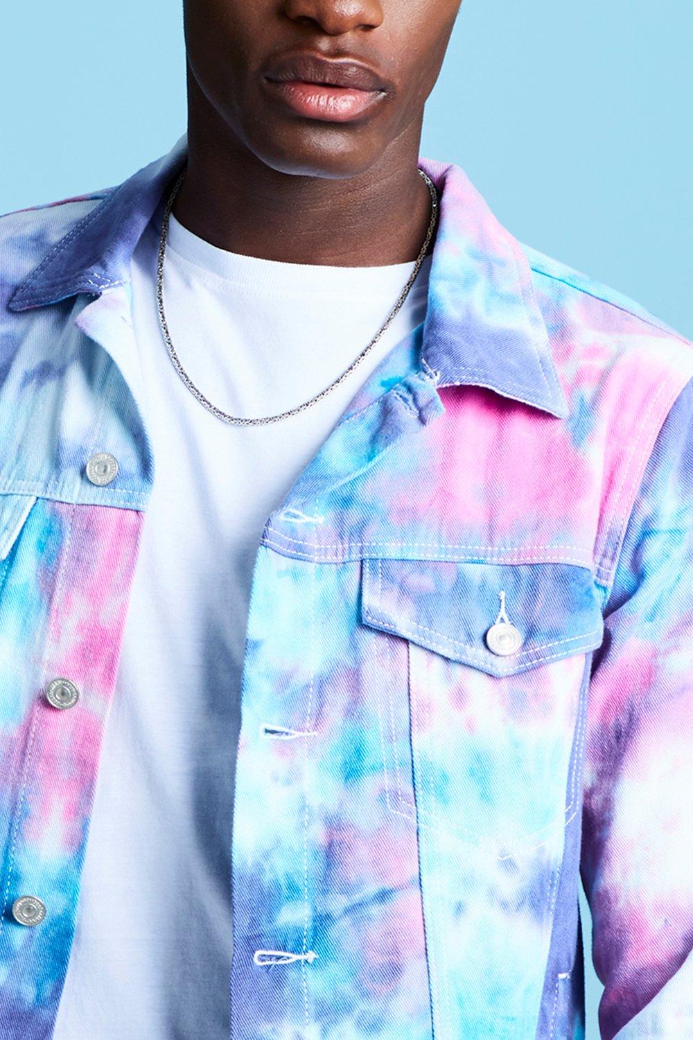 Tie dye jean jacket hot sale mens