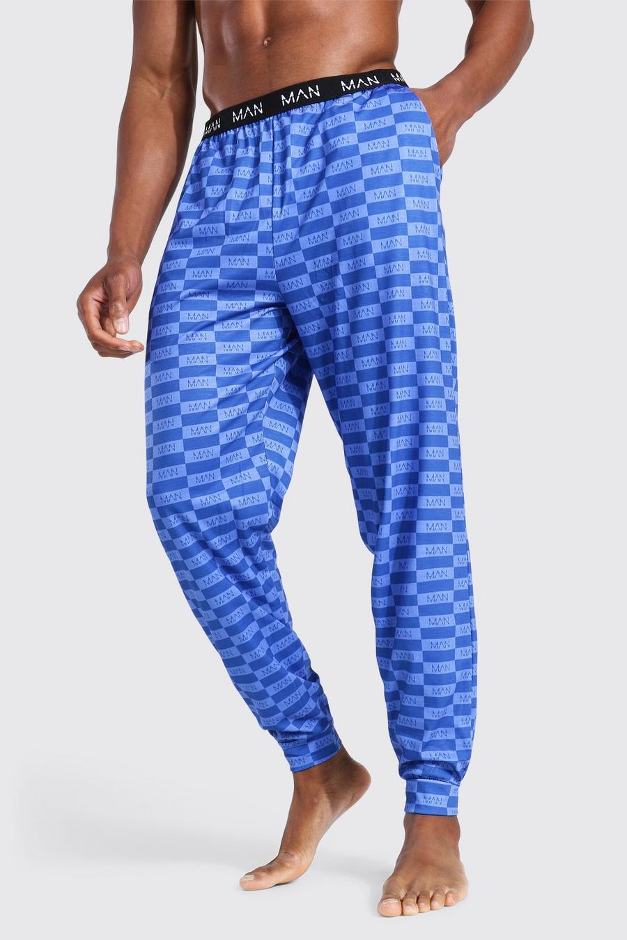 Pantalones de deporte cómodos con estampado de corte cuadrado MAN, Azul image number 1