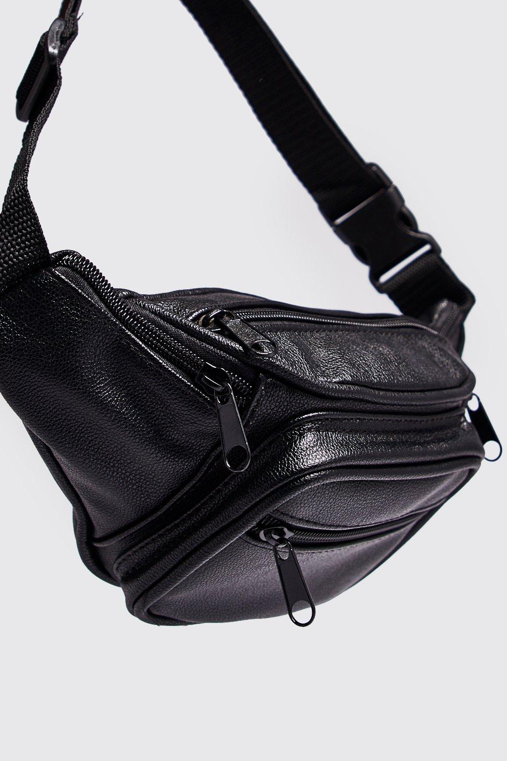 black leather bum bag