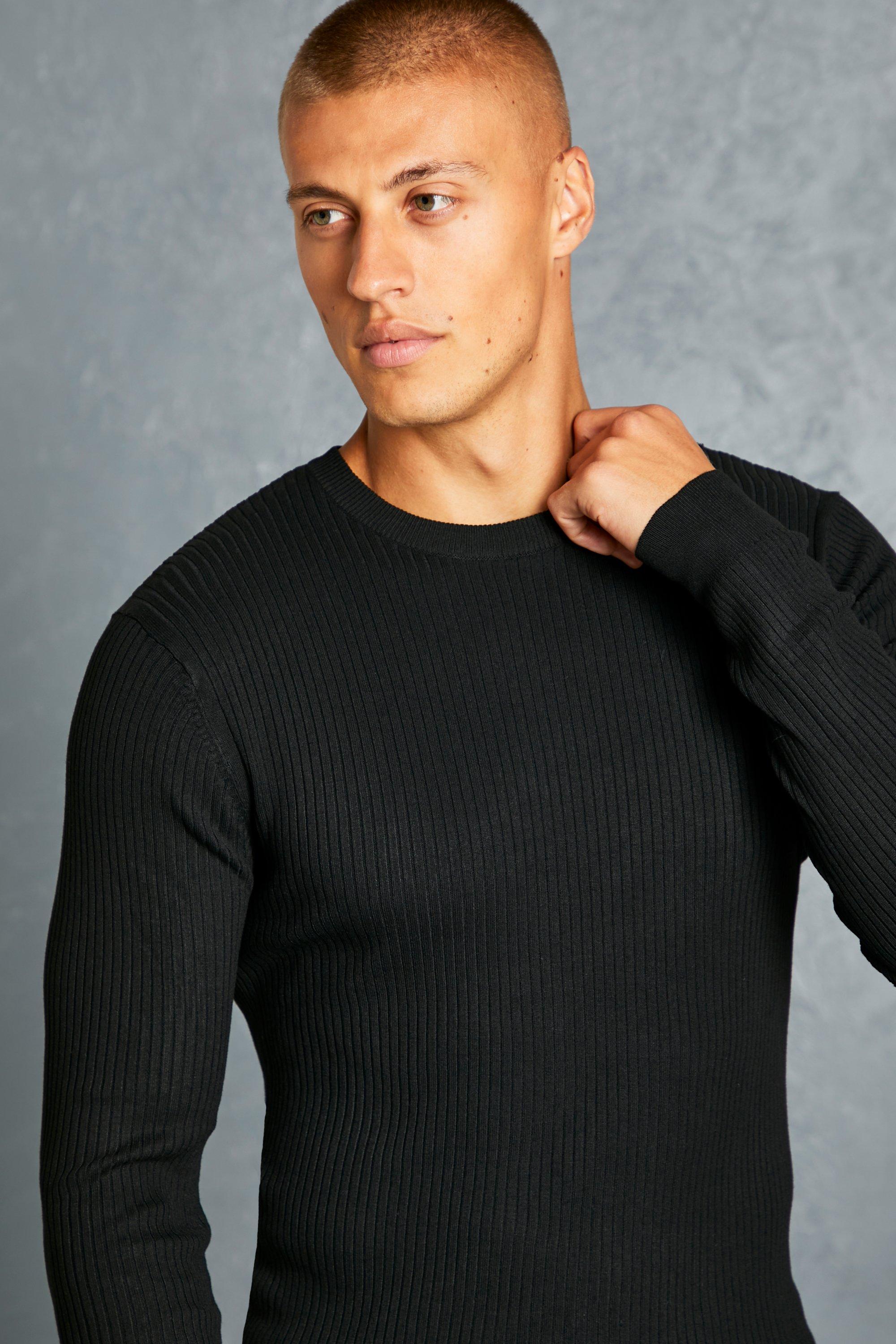 Black ribbed crew outlet neck jumper