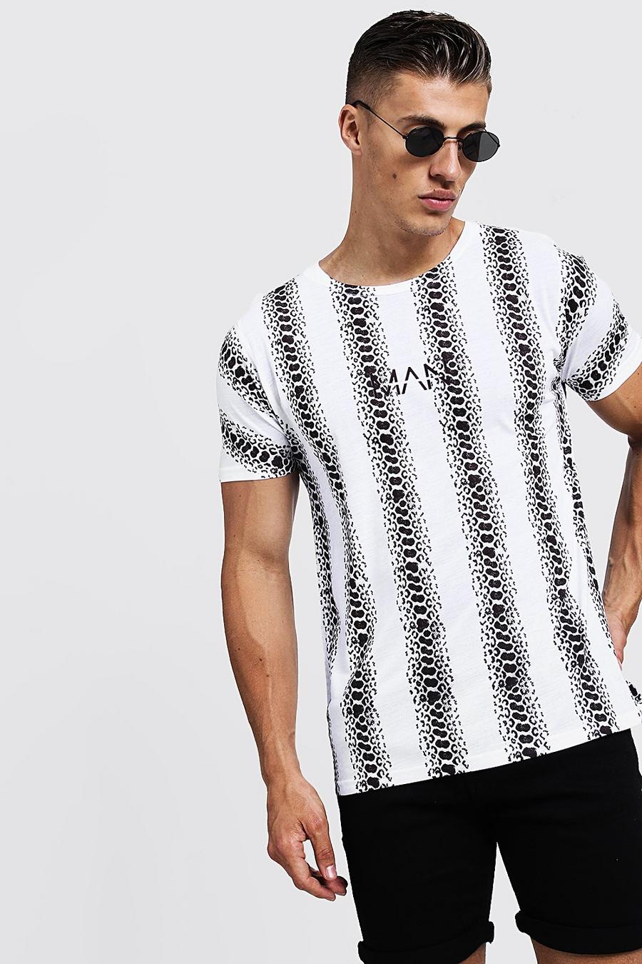 Original MAN Snake Stripe Print T-Shirt | Boohoo UK