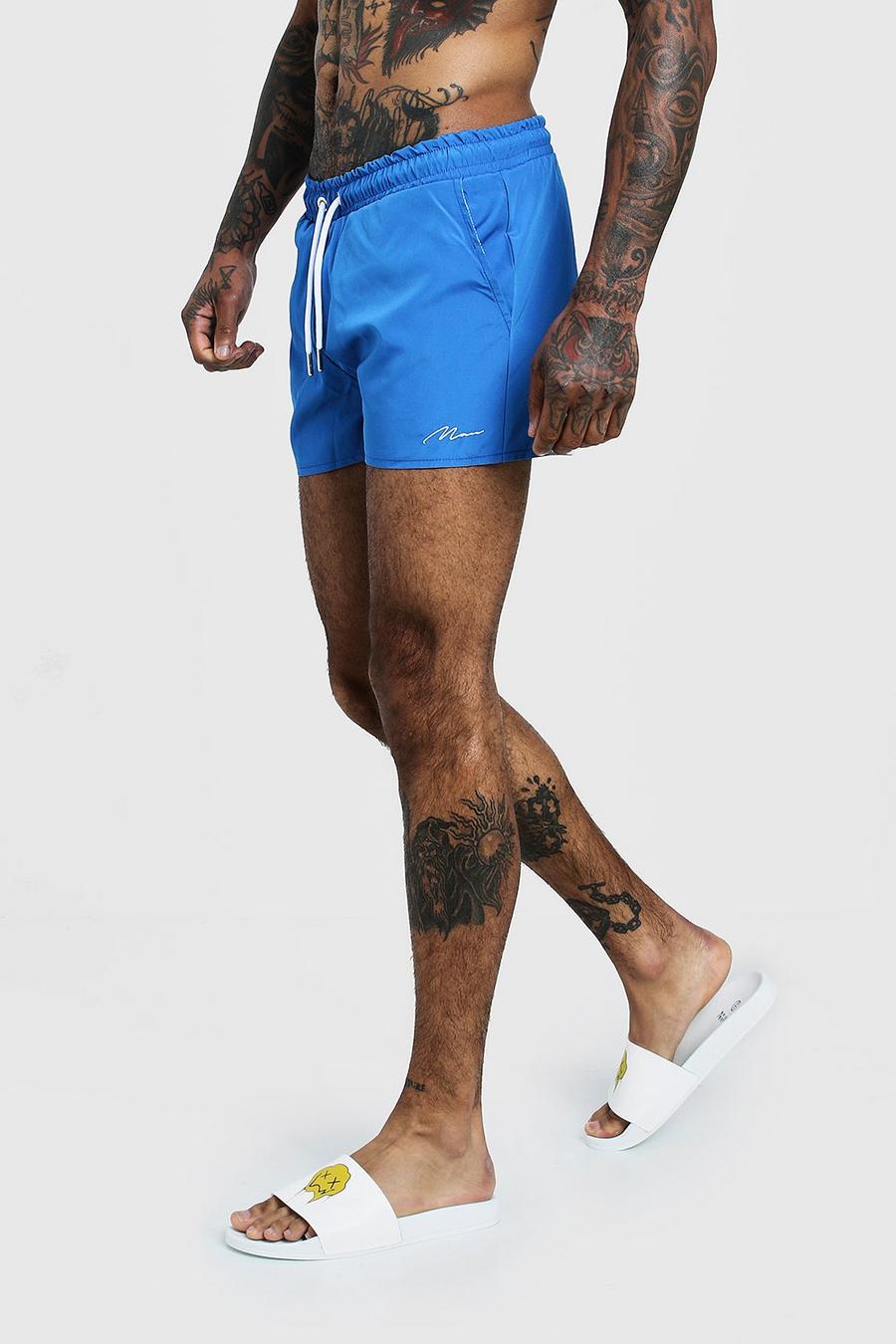 Costume a pantaloncino corto con scritta MAN, Blu reale image number 1