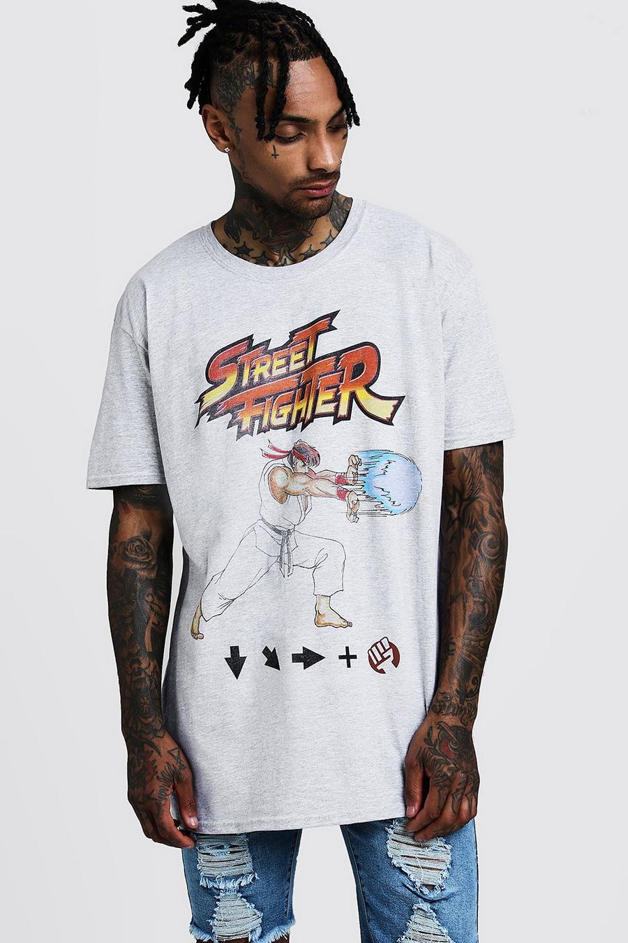 Oversized T-Shirt mit „Street Fighter“-Motiv, Grau image number 1