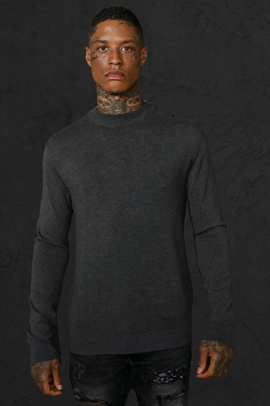 Charcoal grey Recycled Regular Turtle Neck Jumper