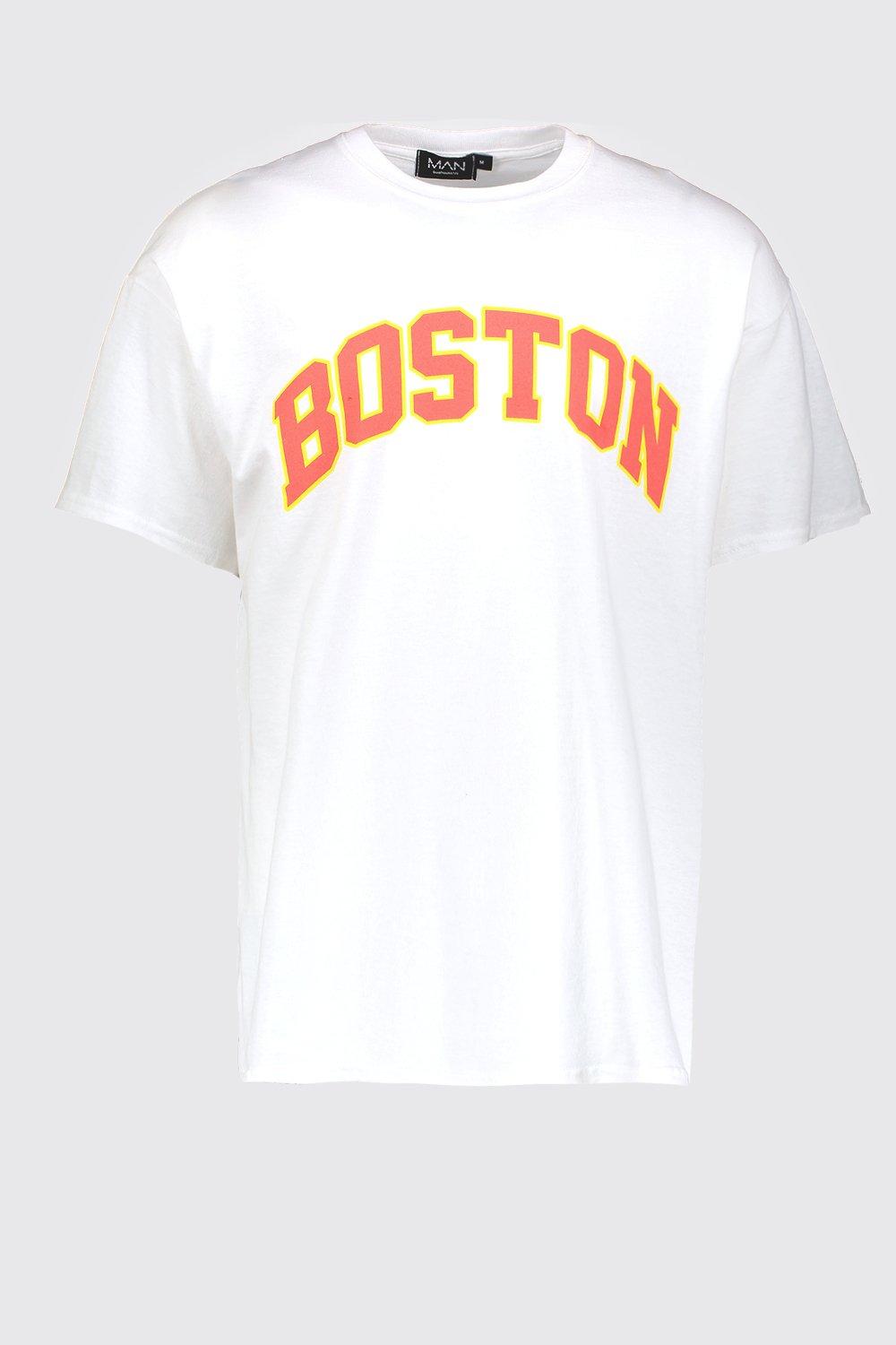 boohooMAN Oversized Boston Varsity T-Shirt - Gray - Size L