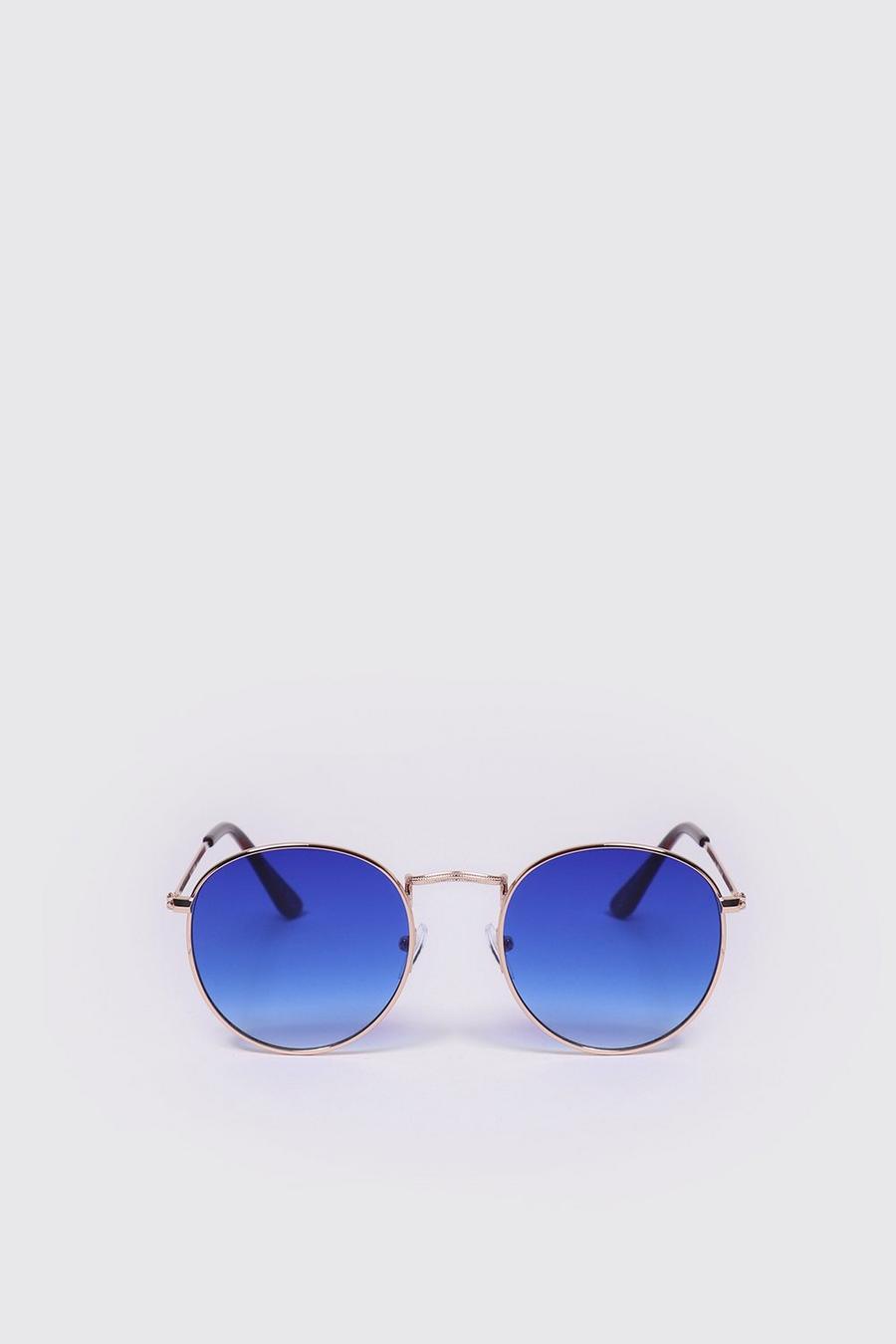 Gafas de sol de espejo redondas, Azul image number 1