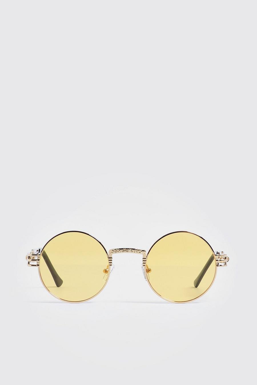 Vintage Sonnenbrille mit Armdetail, Gelb image number 1