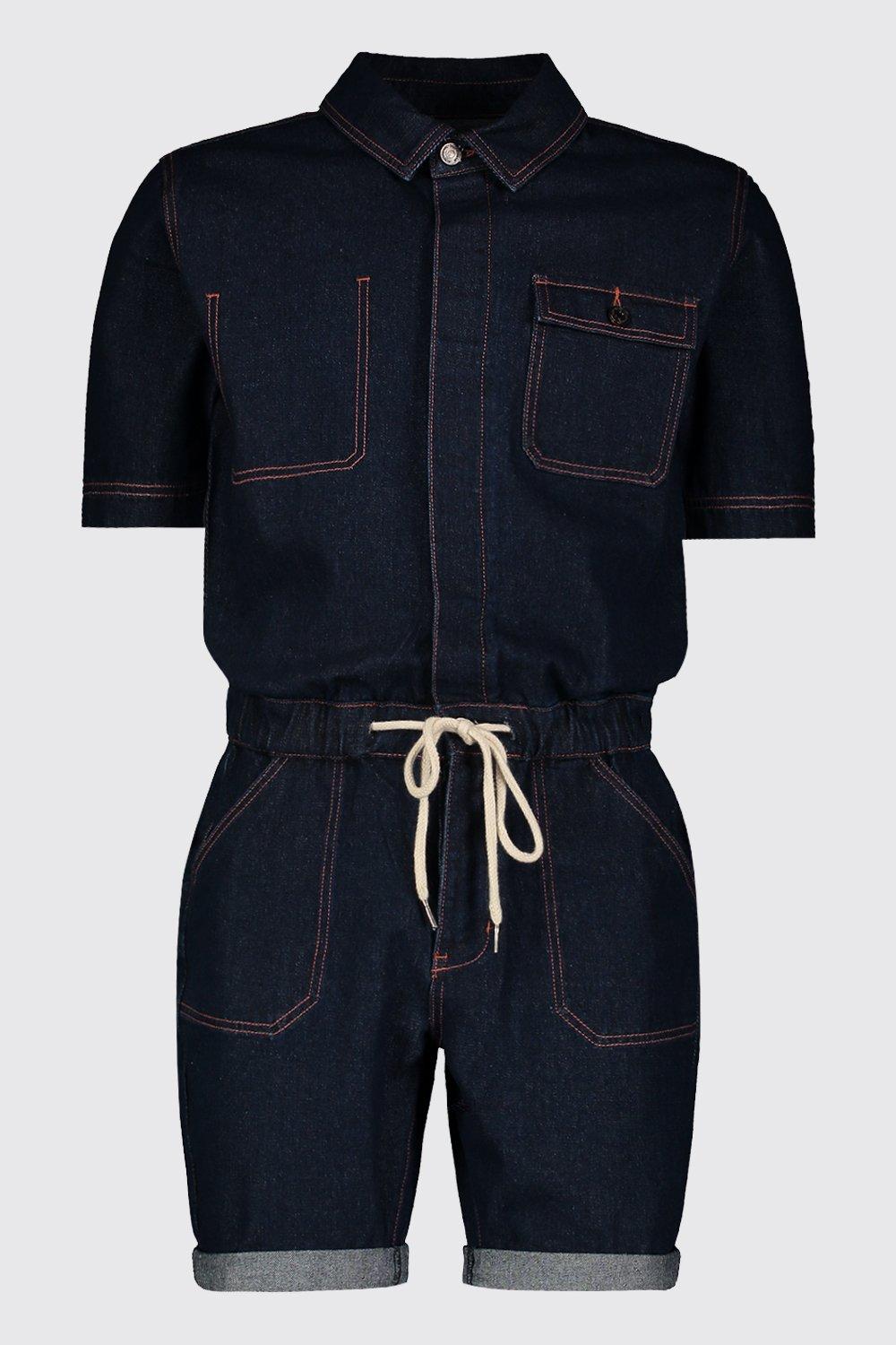 Kurzer Jumpsuit Aus Denim Boohoo